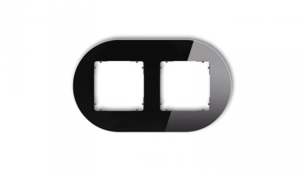 ICON Ramka uniwersalna podwójna okrągła - efekt szkła (ramka: czarna spód: grafitowy mat) 12-28-IRSO-2