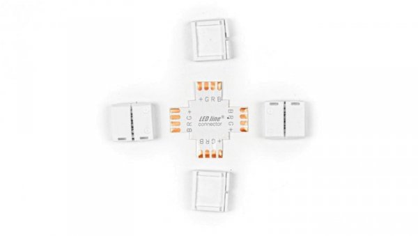 LED line łącznik do taśm LED CLICK CONNECTOR kątowy 10 mm 4 PIN Typ + RGB