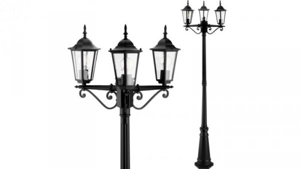 Lampa Ogrodowa parkowa stojąca Słupek Latarnia LIGURIA GOLDLUX 3X E27 czarna 2,5m