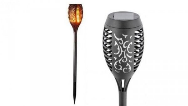 Lampa solarna LED 1,2W 30lm ogrodowa pochodnia, efekt płomienia, wbijana 51cm IP44