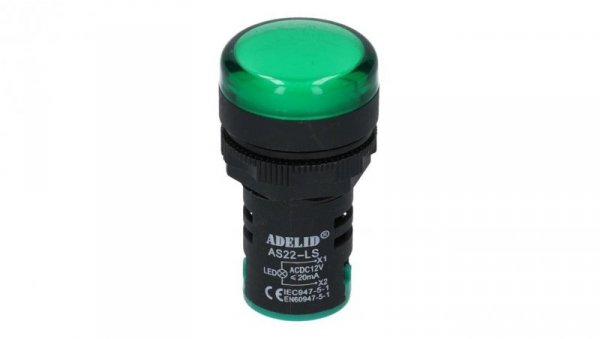 Lampka kontrolna sterownicza zielona LED fi:22