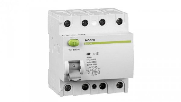 Wyłącznik różnicowoprądowy RCD 3-fazowy 16A 30mA typ A 4-biegunowy 4P (400V AC) 4-modułowy NOARK