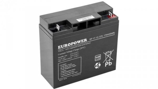 Akumulator AGM EUROPOWER serii EPL 12V 17Ah (Żywotność 15 lat)