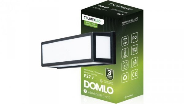 Kinkiet Ogrodowy Elewacyjny E27 Prostokątny Czujnik Ruchu DOMLO LUMILED