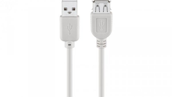 Przedłużacz USB 2.0 Hi-Speed, Szary - Długość kabla 1.8 m