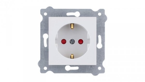 Gniazdo z uziemieniem Schuko 2P+E i przesłonami torów prądowych 250V 16A Biały 238/01