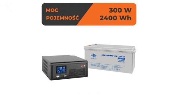 ZESTAW ZASILANIA AWARYJNEGO UPS + AKUMULATOR ŻELOWY 430VA 300W 2400Wh