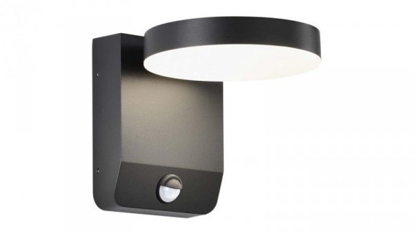 Lampa ścienna okrągła, kinkiet 350st LED 17W 2520lm 3000K czarny z czujnikiem ruchu barwa WW biała ciepła IP65 V-TAC VT-11020S-R