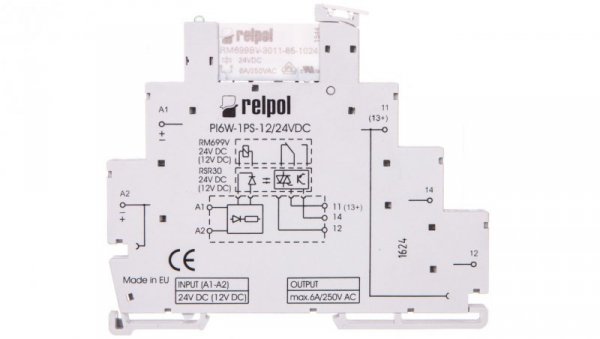 Przekaźnik interfejsowy 1P 6A 24VDC AgSnO2 PIR6W-1PS-24VDC-R 858620