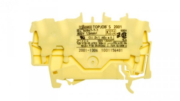 Złączka szynowa 3-przewodowa 1,5mm2 żółta TOPJOBS 2001-1306