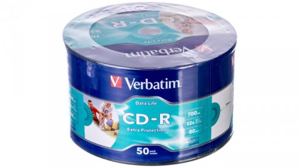 Płyta CD-R VERBATIM 700MB x52 EXTRA PROTECTION PRINTABLE WRAP /50szt./