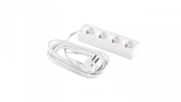 Przedłużacz 4-gniazda z/u 5m /H05VV-F 3G1/ biały PM-BW-4G-50