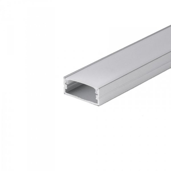 Profil Aluminiowy V-TAC 2mb Anodowany, Klosz Mleczny, Na dwie taśmy 21,5mm VT-8108