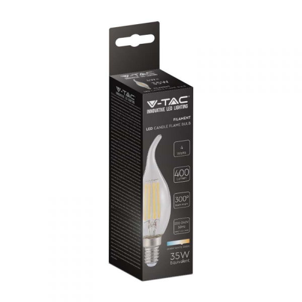 Żarówka LED V-TAC 4W Filament E14 Świeczka Płomyk VT-1997 3000K 400lm