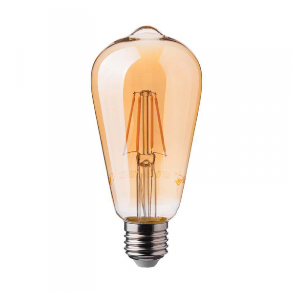 Żarówka LED V-TAC 6W E27 Filament Bursztyn Vintage ST64 VT-1966 2200K 550lm