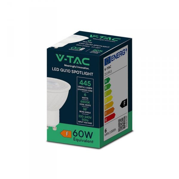 Żarówka LED V-TAC SAMSUNG CHIP 6W GU10 38st VT-227 6500K 445lm