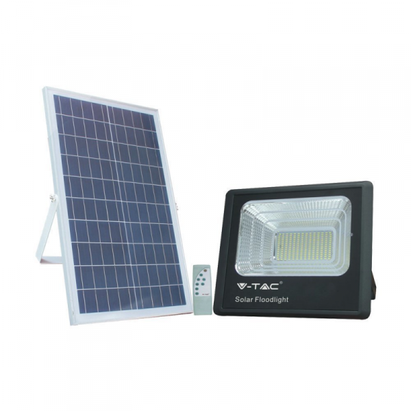 Projektor LED Solarny V-TAC 40W Czarny IP65, Pilot, Timer VT-200W 4000K 3100lm