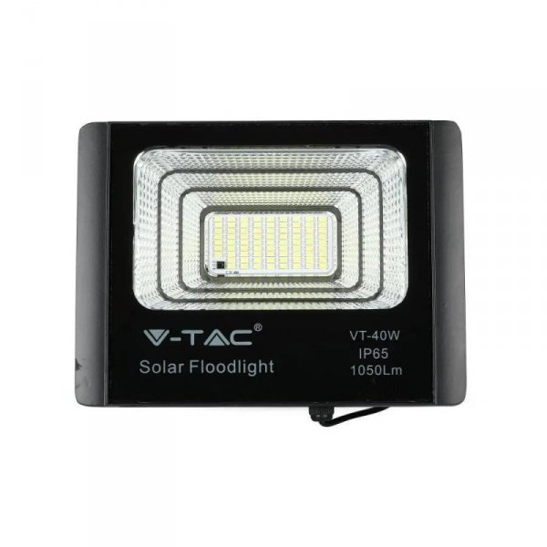 Projektor LED Solarny V-TAC 16W Czarny IP65, Pilot, Timer VT-40W 6000K 1050lm