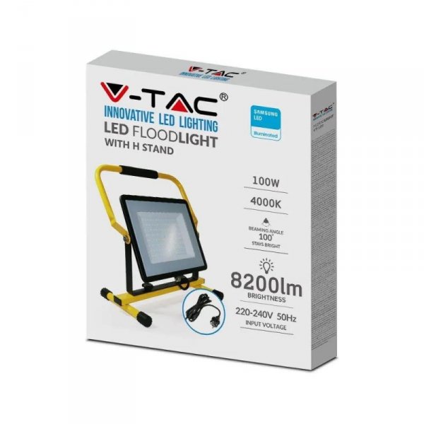 Projektor Przenośny LED V-TAC 100W SAMSUNG CHIP IP65 3mb VT-109 6500K 8200lm 5 Lat Gwarancji