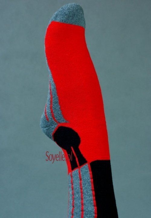 SKI&amp;SNOWBOARD RED podkolanówki grube na narty długie czerwone