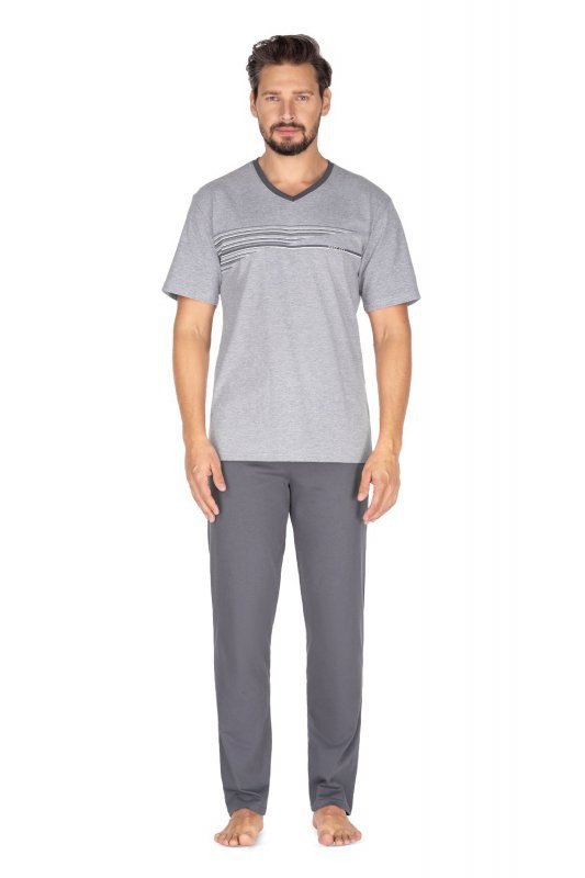Piżama Regina 442 2XL-3XL męska melanż ciemny