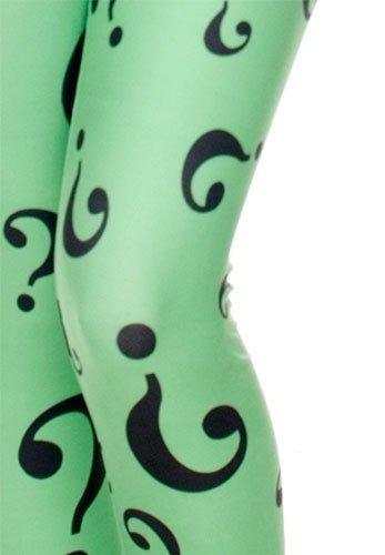 MYSTERY zielone legginsy w znaki zapytania