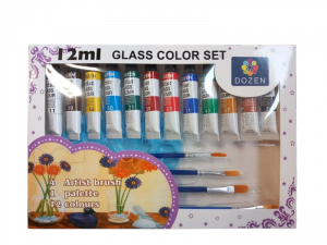 FARBY DO SZKŁA 12 KOLORÓW + PĘDZLE 1148