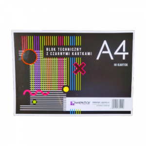 BLOK TECHNICZNY CZARNY PAPIER A4 160g/m2 10 KARTEK 5150