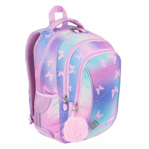 PLECAK 3 KOMOROWY PINK BUTTERFLIES 0007