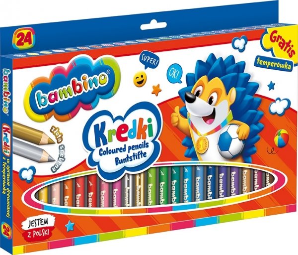 KREDKI BAMBINO GRUBE OŁÓWKOWE 24 KOLORY DREWNIANE W DREWNIANEJ OPRAWIE 0447