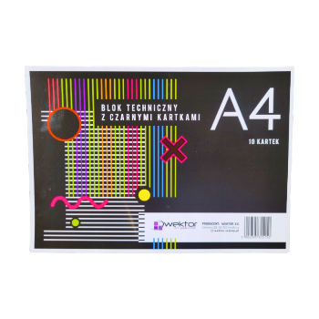 BLOK TECHNICZNY CZARNY PAPIER A4 160g/m2 10 KARTEK 5150