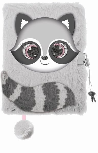 Pamiętnik z kłódką 3D włochacz A5 Szop pracz/Raccoon linia 96 kartek 5076