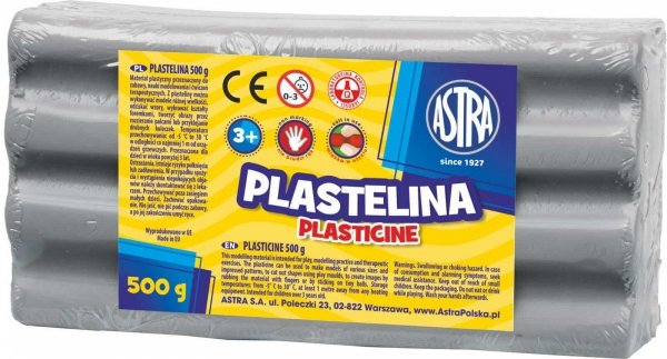 PLASTELINA ASTRA 500G 0,5 KG SZARA POPIELATA