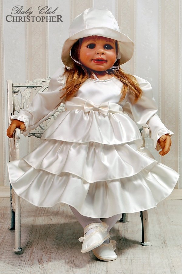Sukienka dla niemowląt z falbanami ecru