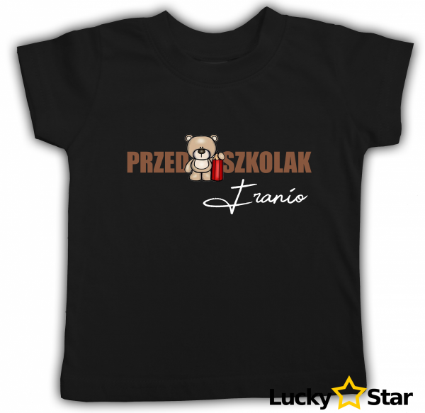 Koszulka dla przedszkolaka Misio z kredką + imię dziecka