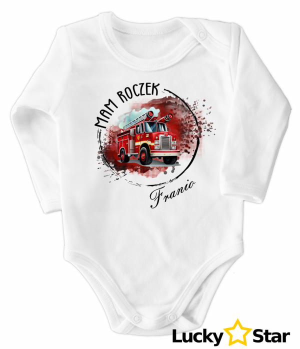 Body Mam Roczek z imieniem dziecka wóz strażacki