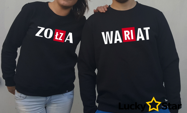 Bluzy dla par (zestaw dla niej i dla niego) Wariat/Zołza + twój napis
