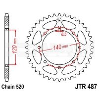 Zębatka tylna stalowa JT 487-46, 46Z, rozmiar 520 2300759 Kawasaki KLR 650 Zębatka tylna stalowa JT 487-46, 46Z, rozmiar 520 2300759 Kawasaki KLR 650