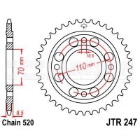 Zębatka tylna stalowa JT 247-36, 36Z, rozmiar 520 2300186 Honda CB 400 Zębatka tylna stalowa JT 247-36, 36Z, rozmiar 520 2300186 Honda CB 400