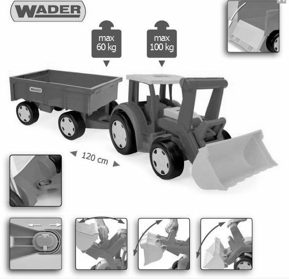 Gigant Traktor z łyżką i przyczepą- Farmer Wader (66015 + 10915) 