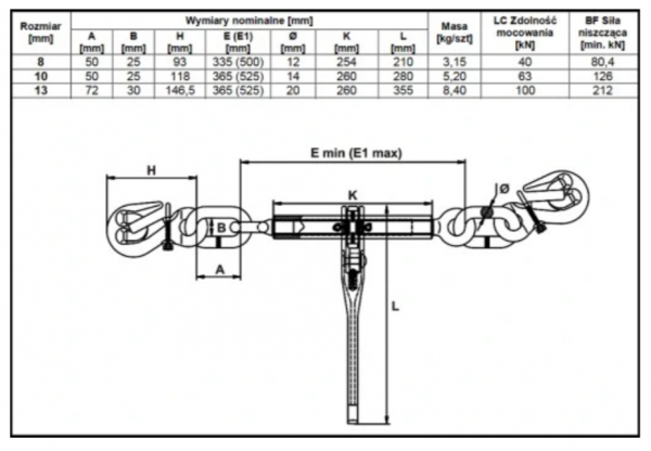 NAPINACZ TRANSPORTOWY EN12195-3   8 GM-8NT
