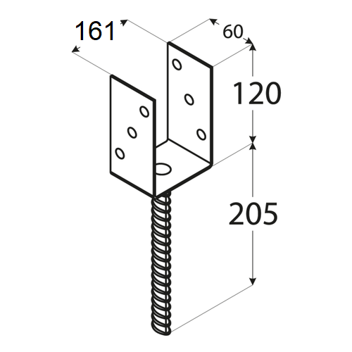 PODSTAWA SŁUPA U 160 X 120 X 4 pręt