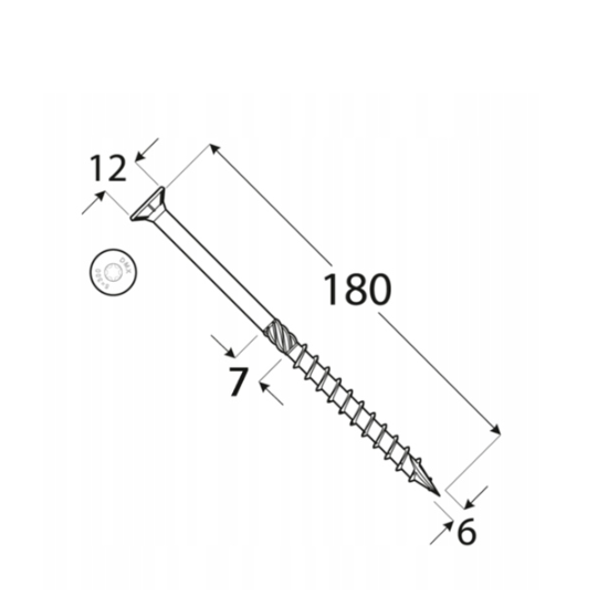 WKRĘT CIESIELSKI ŁEB STOŻKOWY 6 X180 OPAK.100 szt