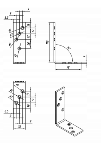KĄTOWNIK BELKI 120 X 80 X 35 KB2