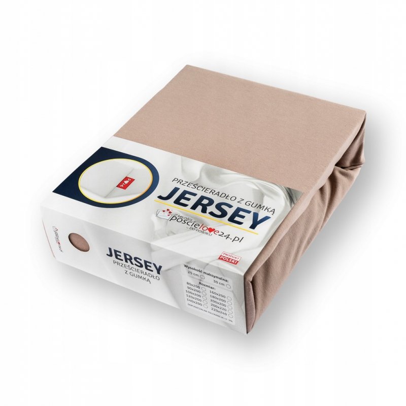 Prześcieradło Jersey z Gumką 120x200 Gruba Bawełna Czesana Bok 30 cm cafe