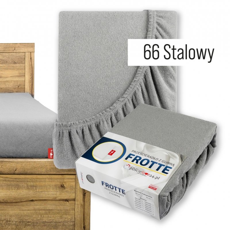 Prześcieradło Frotte z Gumką 140X200 Gruba Bawełna 200g Bok 30 cm stalowy