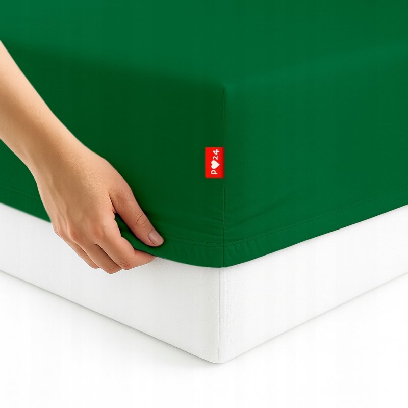 Prześcieradło Jersey z Gumką 80x200 Bawełna Bok 30 cm butelkowa zieleń