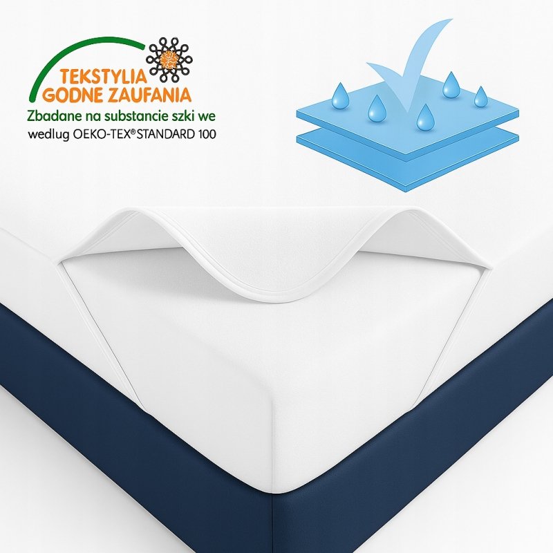 Ochraniacz na materac 90x200 NIEPRZEMAKALNY WODOODPORNY 90C topper Z GUMKĄ