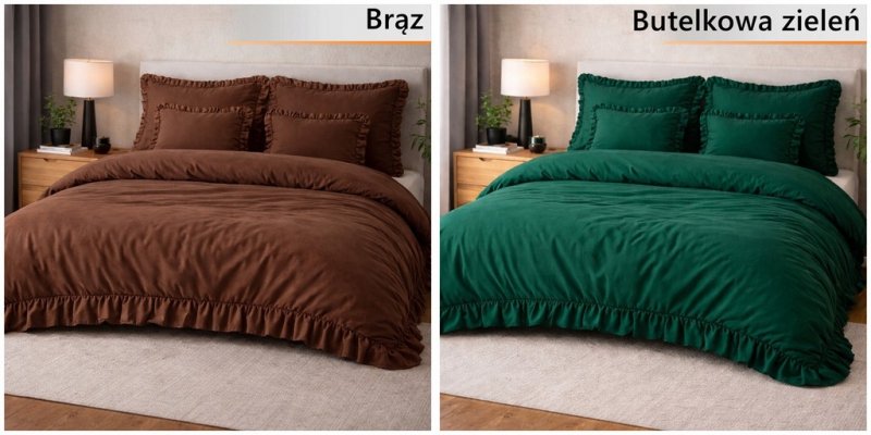 POŚCIEL 160x200 Z FALBANĄ KOMPLET 3 CZĘŚCIOWY MIKROFIBRA KOLORY DO WYBORU