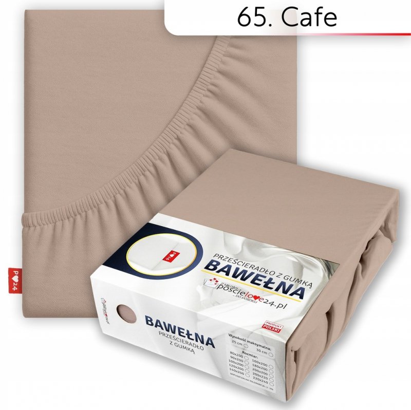 Prześcieradło 80x200 z Gumką GRUBA Bawełna Premium Bok 30 cm Cafe
